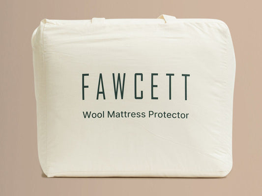 Wool mattress protector in packaging